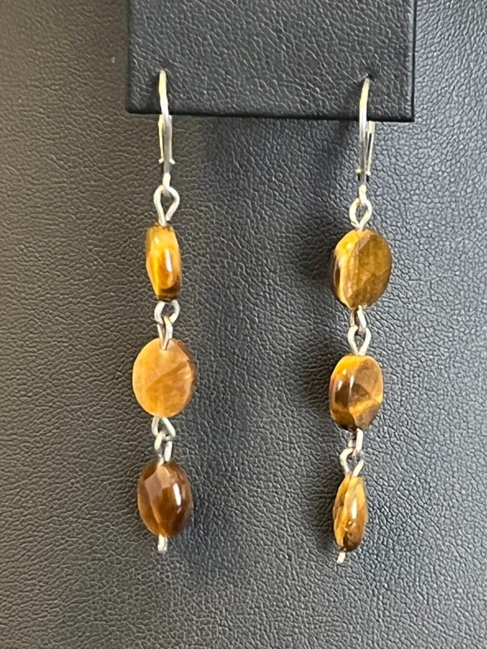 Tiger’s Eye & Sterling Silver Dangle Earrings